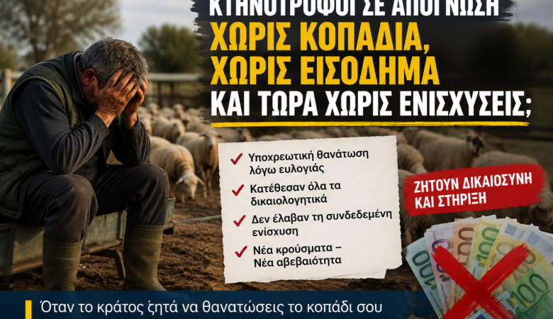 Έχασαν τα κοπάδια τους – χάνουν και τις ενισχύσεις