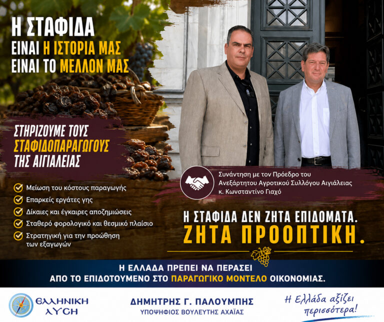 Κορινθιακή Σταφίδα: Η Αιγιάλεια χρειάζεται παραγωγικό μέλλον