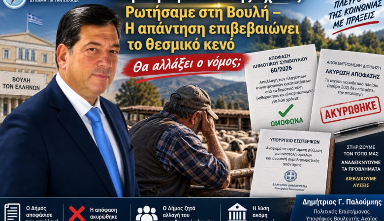 Δυτική Αχαΐα: Ακυρώθηκε η απαλλαγή κτηνοτρόφων